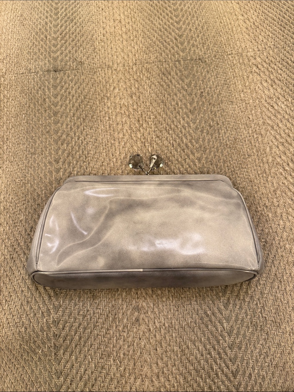 Prada Metallic Silver Patent Clasp Wristlet Clutch - Picture 7 of 11